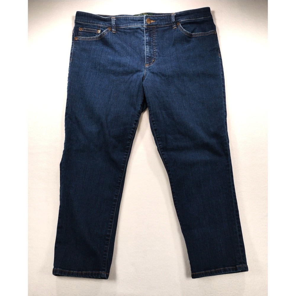 Lauren Ralph Lauren Classic Straight Cropped Jeans Indigo Blue‎ Size 16 Womens